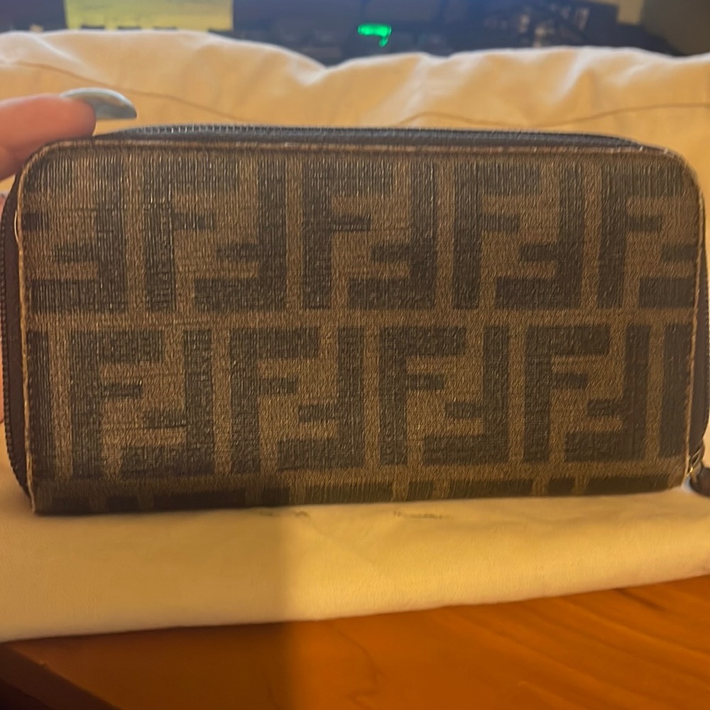 Fendi zucca coated canvas zippy wallet
